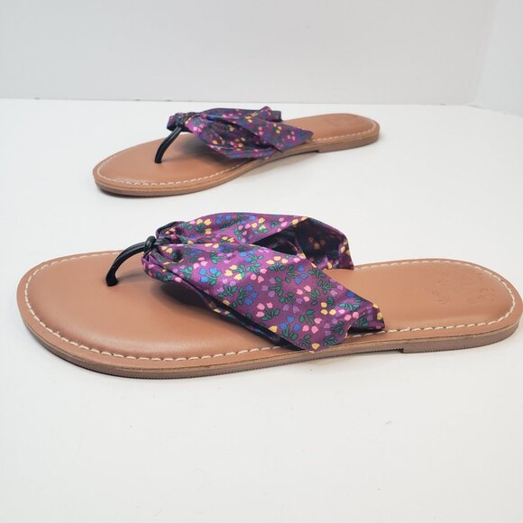 Matilda Jane Thong Sandals Purple Floral Satin Slip On Beach Flip Flop Slides - Picture 3 of 11